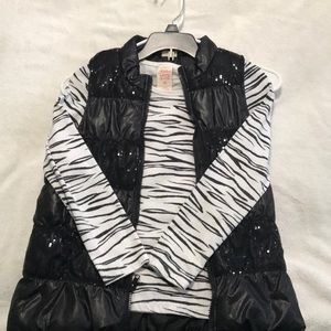Zebra shirt with black sequin vest